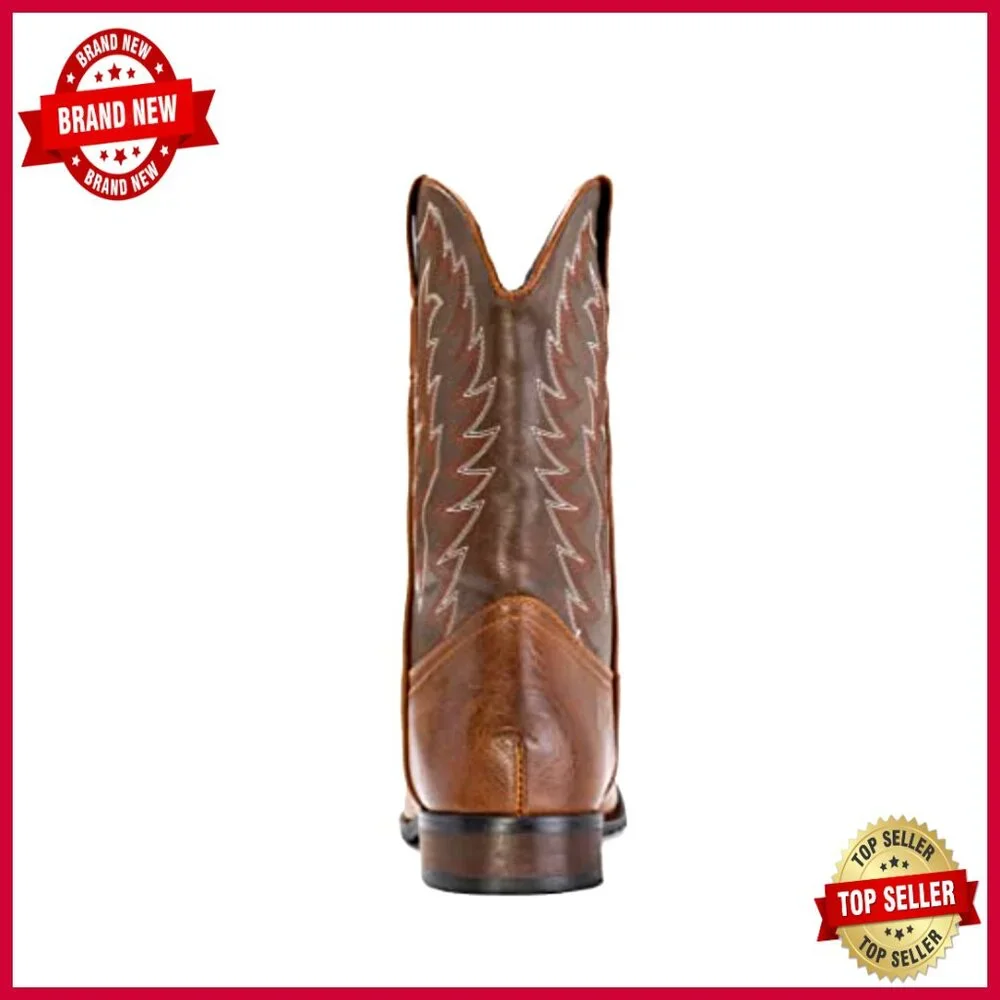 Men's Western Cowboy Boots Square Toe Slip On Durable Embroidered Work Boots_4